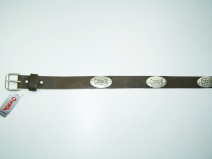 OXXY stoere bruinlederen riem met nikkel buttons (65 cm)