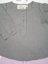 **UITVERKOCHT** IMPS & ELFS Z09/Z10 Chique setje blouse/broekje (grey-lilac 875-406), maat 68 en 74