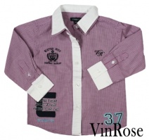 VINROSE W2010/2011 PASCAL gave jongensblouse met dubbele kraag (purple wine/wit), 80 t/m 128