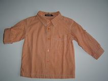 VINROSE blouse (oranje) in klein ruitje met stoere opdruk achterzijde, maat 140
