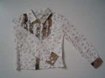 VINROSE chique (off white) bloemetjesblouse, stoer op spijker!! maat 146