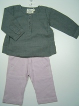 **UITVERKOCHT** IMPS & ELFS Z09/Z10 Chique setje blouse/broekje (grey-lilac 875-406), maat 68 en 74