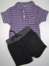 KIDSCASE Z2009 stoer setje polo/short (lilac-black) 74