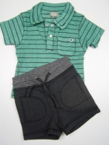 KIDSCASE Z2009 stoer setje polo/short (green-black) 68