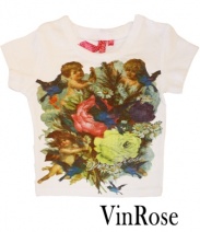 VINROSE stoer shirt CARRY (wit met print), 74, 98