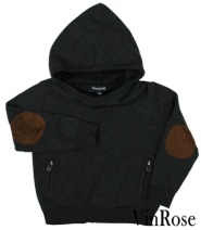 VINROSE W2010/2011 JACK stoere hooded trui met sude lapjes (dark grey melee) 134