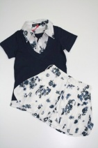 VINROSE Z2011 set shirt-rok GOSSIP-BALLOON (navy print) 80 t/m 110