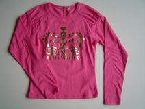 VINGINO fuchsia shirt met opdruk in zilver, maat 164