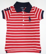 RALPH LAUREN BIG PONY PIQUE POLO (rood-wit), 92 t/m 122