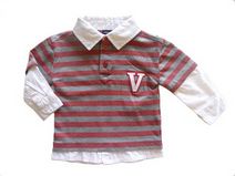 VINROSE leuk gestreept shirt met fakehemd (red/grey), maat 80, 116